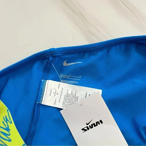 Nike One Piece Swimsuit Big Kids Size Large Blue Lined Wide Straps - Picture 6 of 8